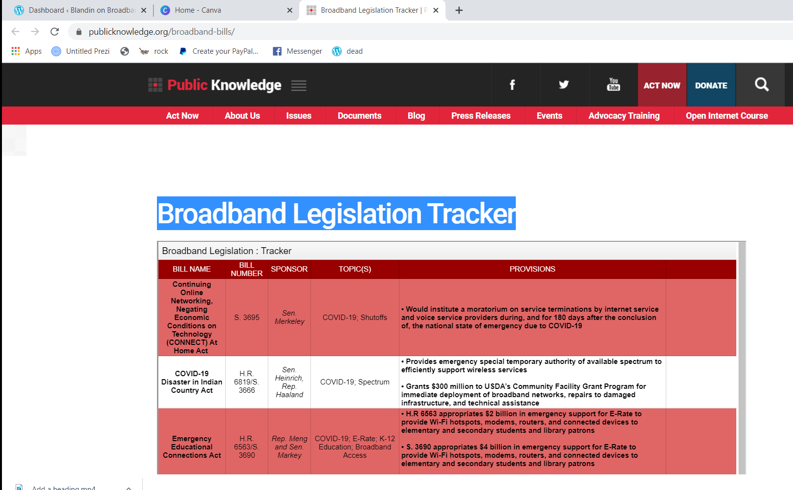 US Broadband Legislation Tracker | Blandin on Broadband